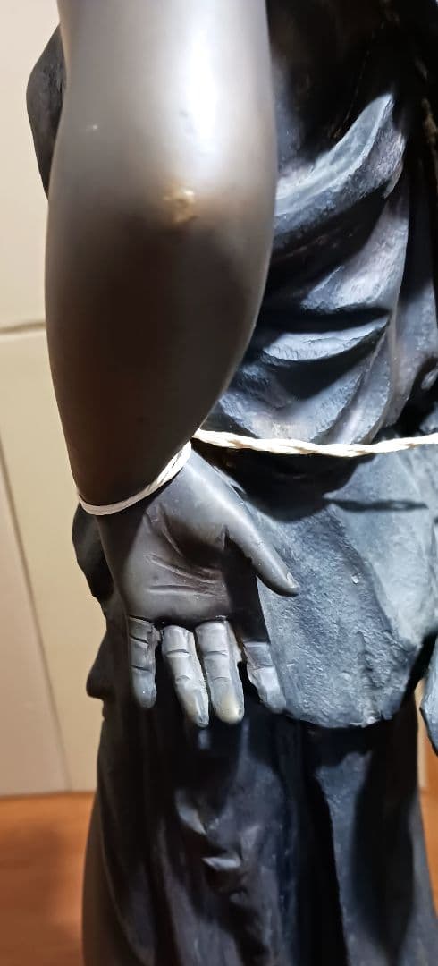 A.de.Luca 手彫り女神像 ブロンズ彫刻 大理石台座 アンティーク