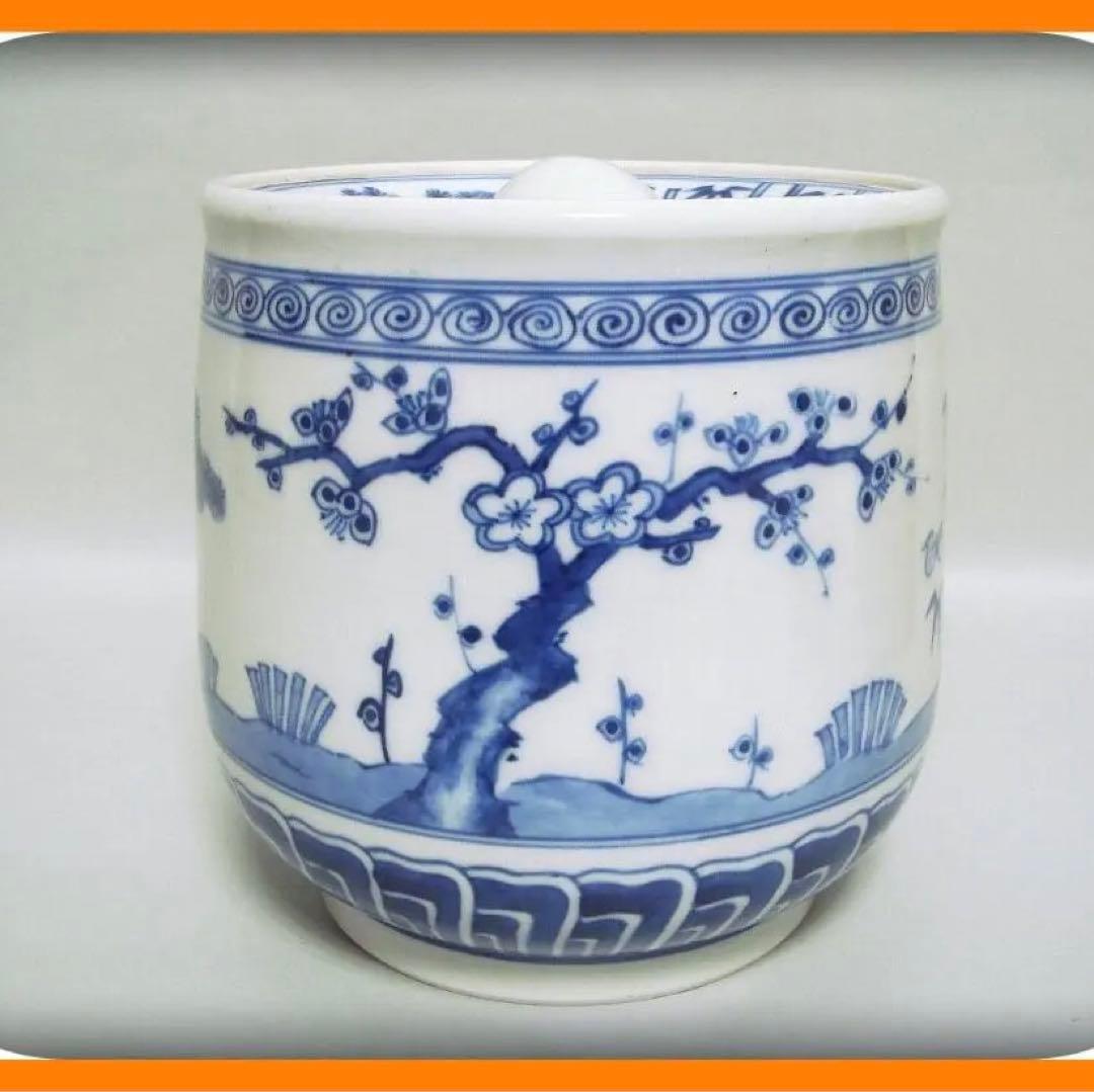 64『染付 松竹梅 水指 共箱』　/骨董品 古美術 アンティーク 古玩