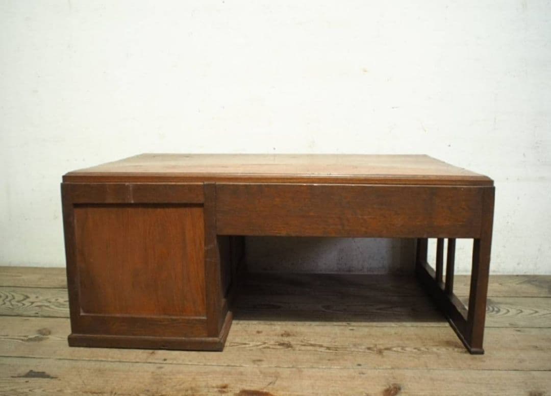 1039 ヴィンテージ　ロータイプの片袖机　文机　ローテーブル　収納棚　レトロ