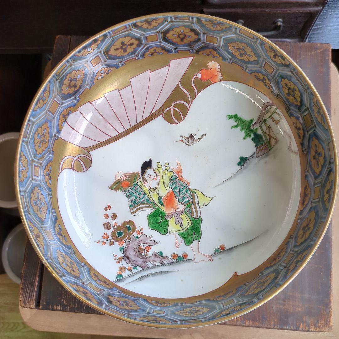 骨董 古伊万里 鉢 大中小 恵比寿 美品 盛り鉢 器 染錦 ３つ 飾り鉢