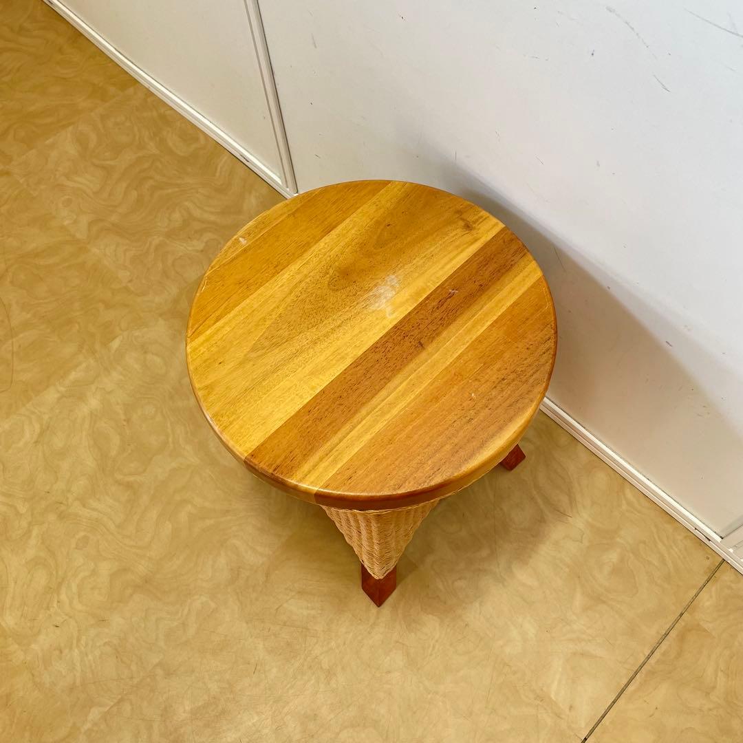 ペーパーコード編み 木製 サイドテーブル 花台 スツール テーブル 椅子 イス