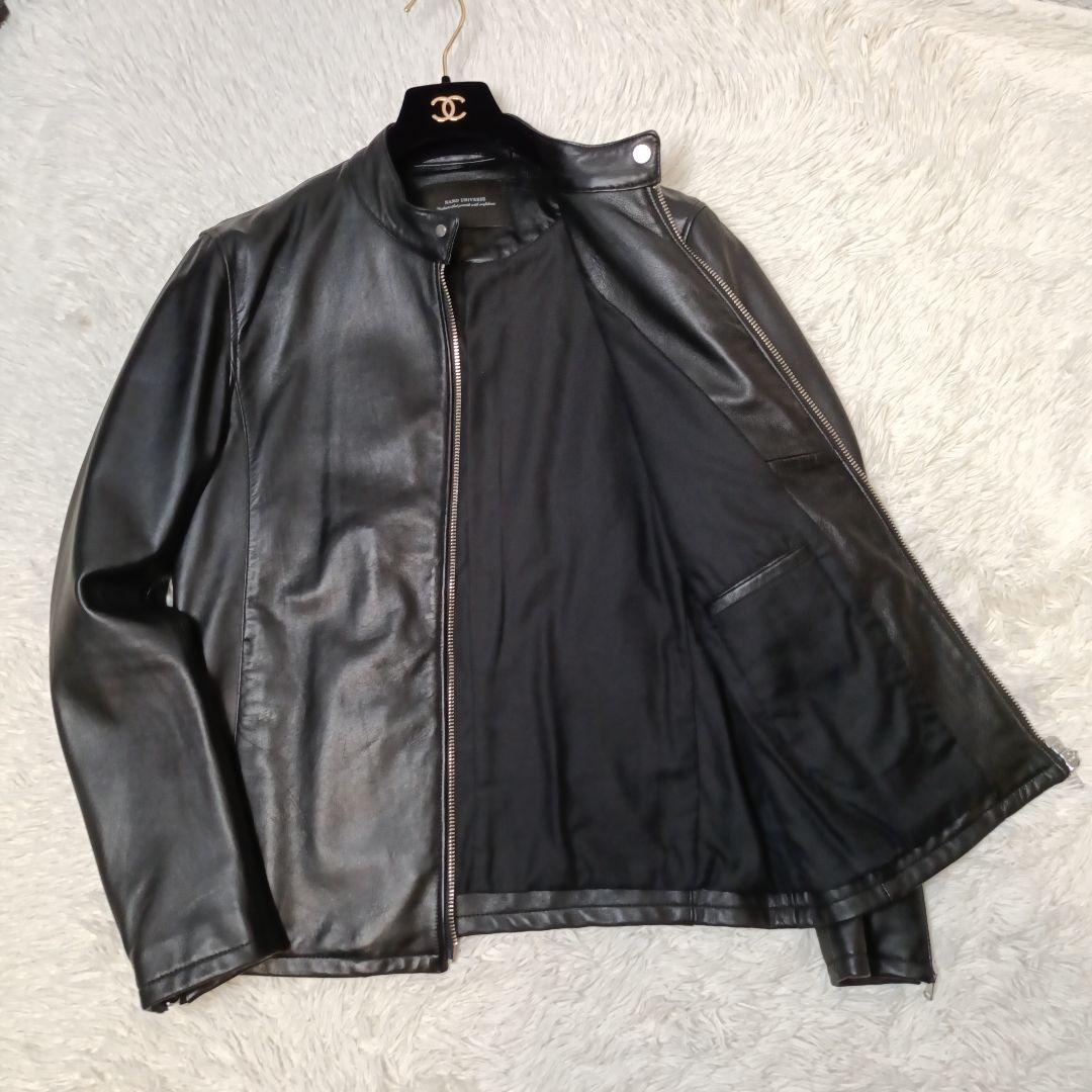 美品■NANO UNIVERSE シングル ライダースジャケット ラムレザー