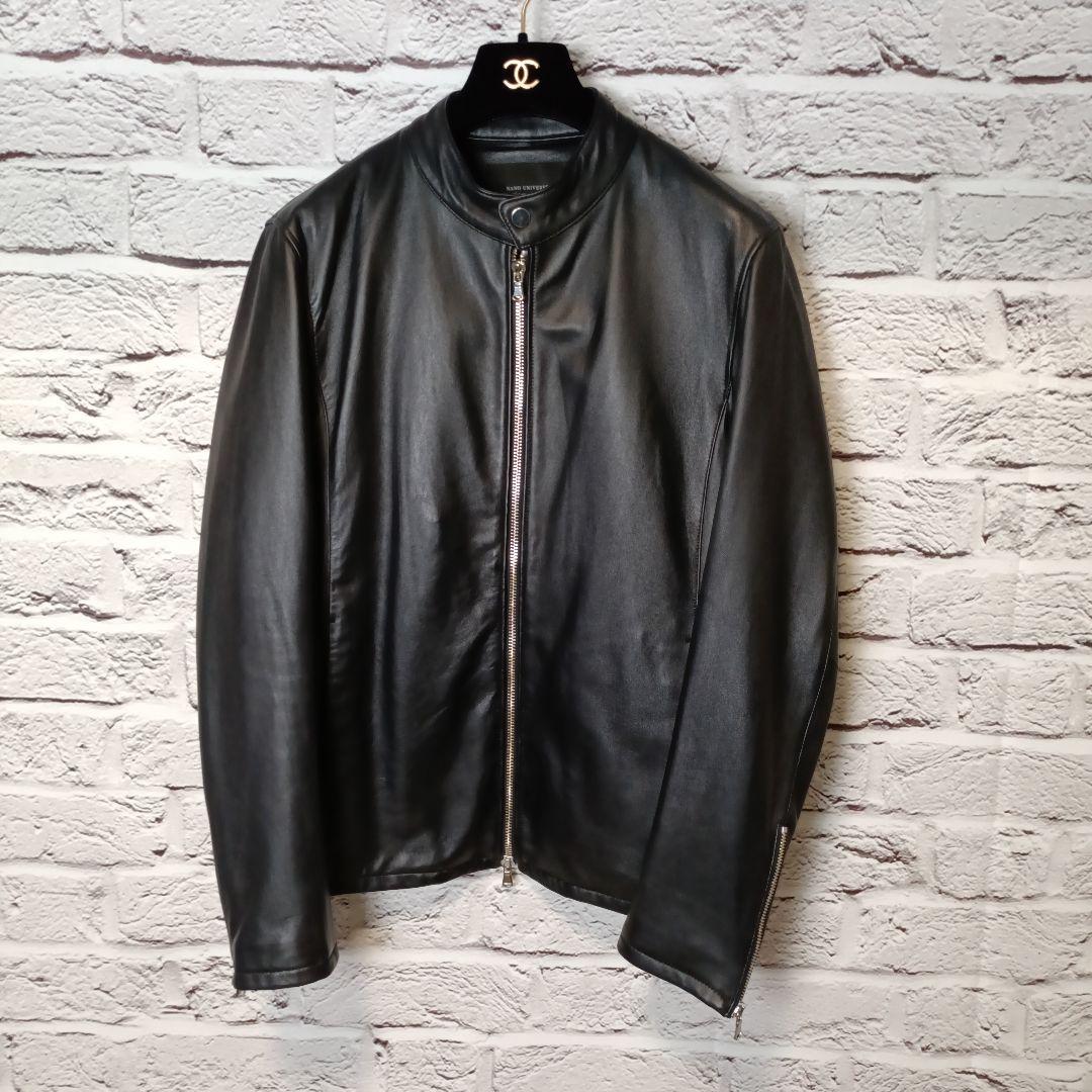 美品■NANO UNIVERSE シングル ライダースジャケット ラムレザー