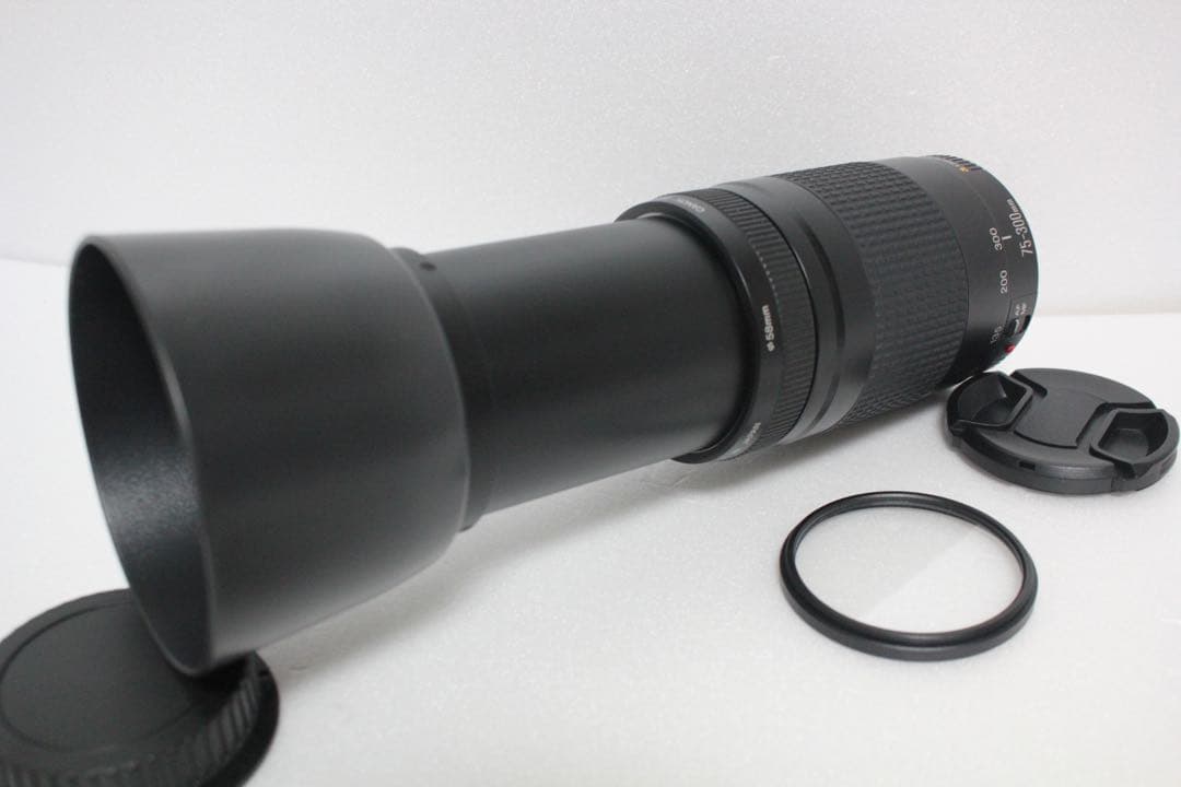 迫力の300㎜☆極上品☆フード付☆キャノン Canon EF75-300㎜ ☆