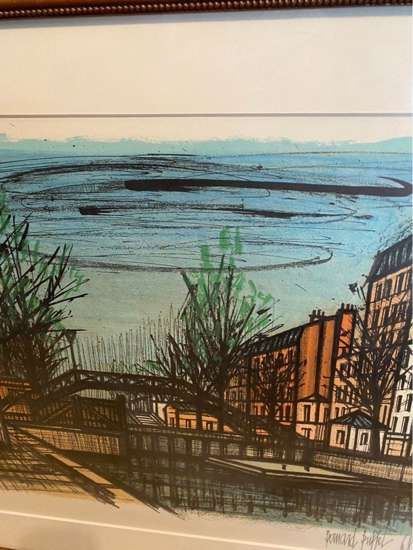 ベルナール ビュッフェ サンマルタンの橋 額縁 インテリア アート