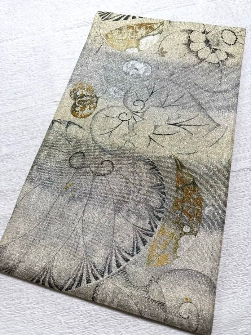 m-9 3way 葵小袖文様 華唐草 月 全通 袋帯 正絹 未使用極美品