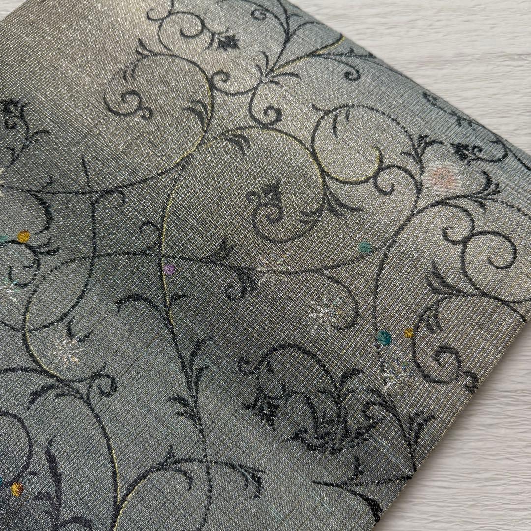 m-9 3way 葵小袖文様 華唐草 月 全通 袋帯 正絹 未使用極美品