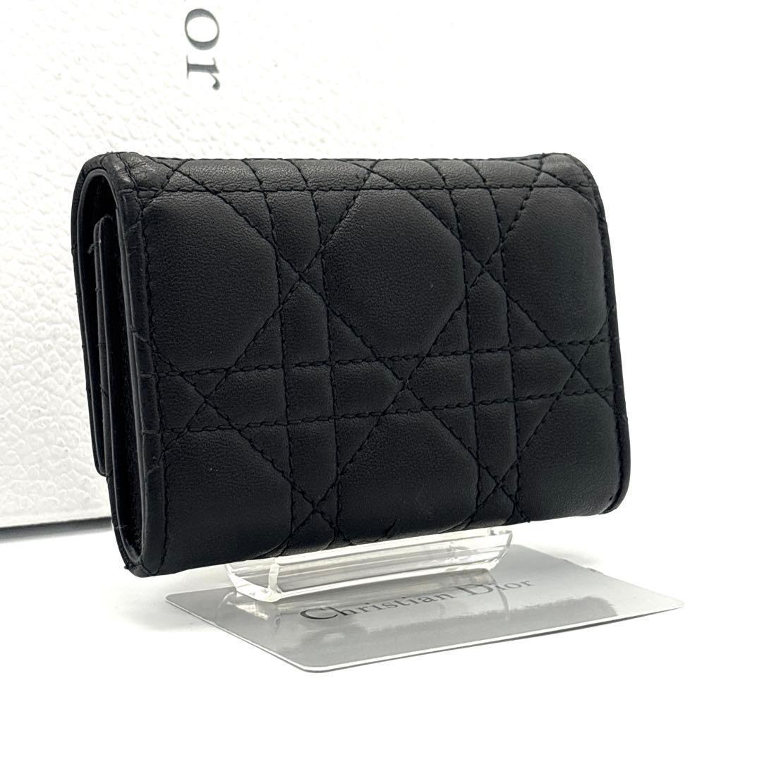 極美品◆DIOR マイディオール グリシールウォレット ラムスキン ブラック