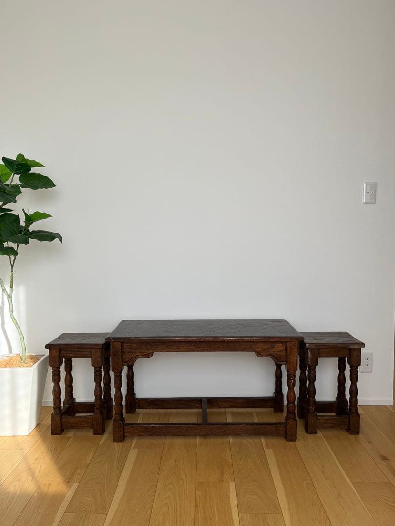 アンティーク1920–30s 英国様式 ホールベンチ＋チェアセット　ヴィンテージ