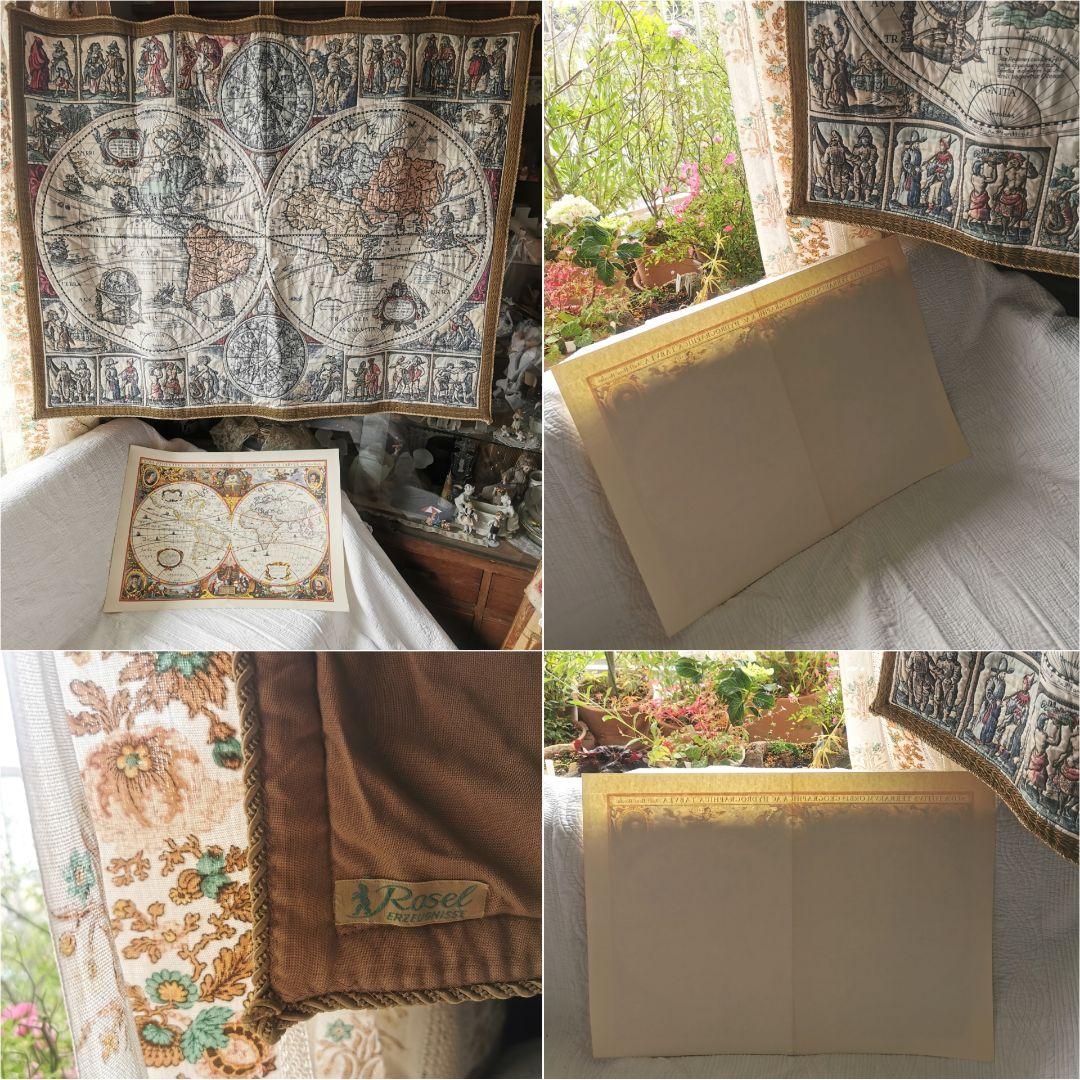 アンティーク ドイツ ローゼル 1641年の世界地図復刻 四元素 版画風印刷紙