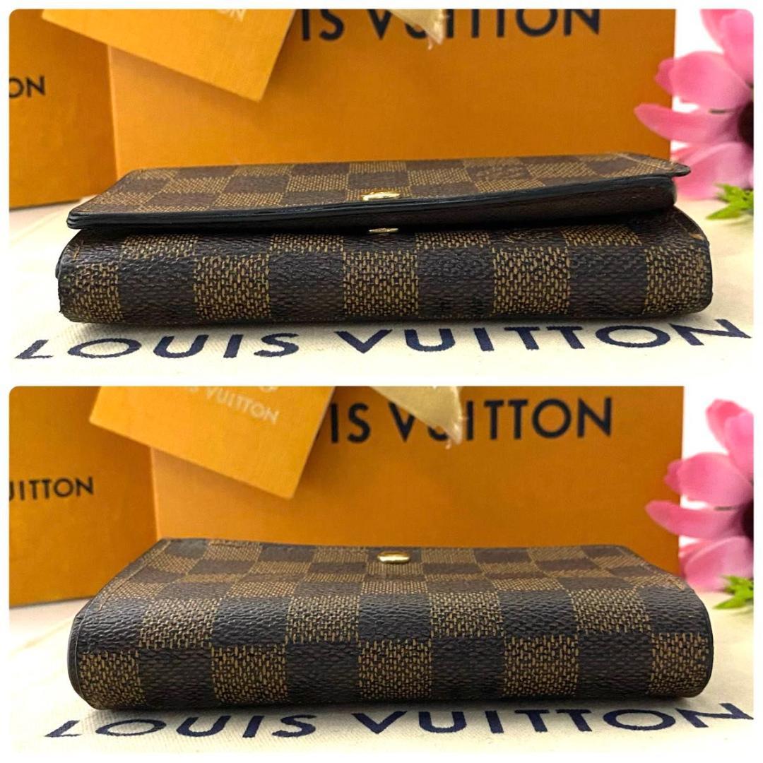 ルイ ヴィトン◎トレゾール ダミエ エベヌ 二つ折り L字ファスナー ブラウン