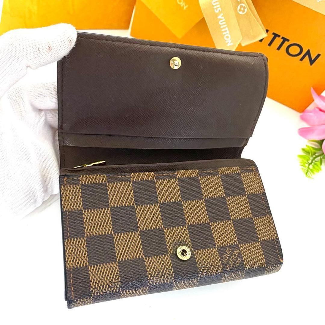 ルイ ヴィトン◎トレゾール ダミエ エベヌ 二つ折り L字ファスナー ブラウン
