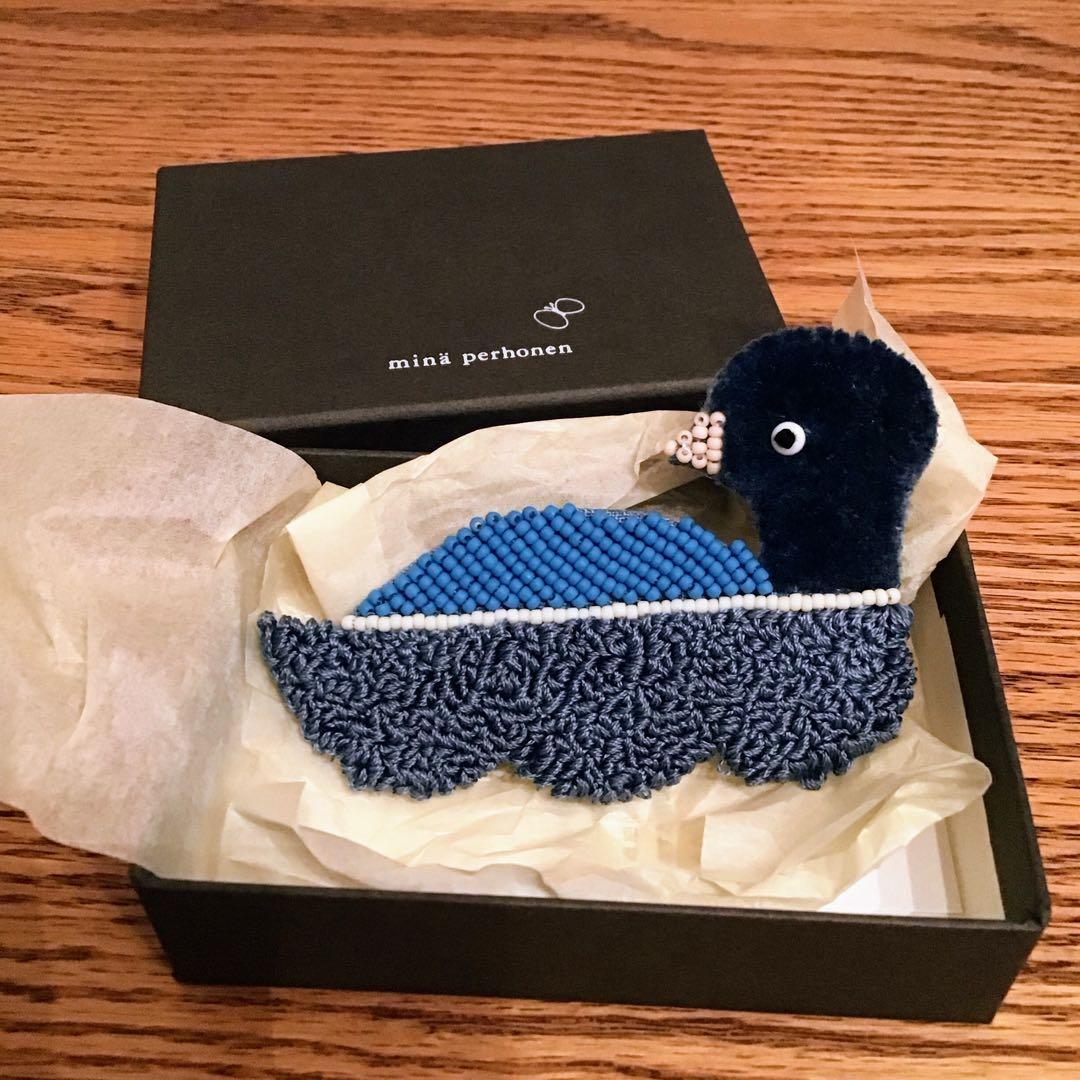 ミナペルホネン　2024SS Sea birds シーバード　コサージュ　ブルー