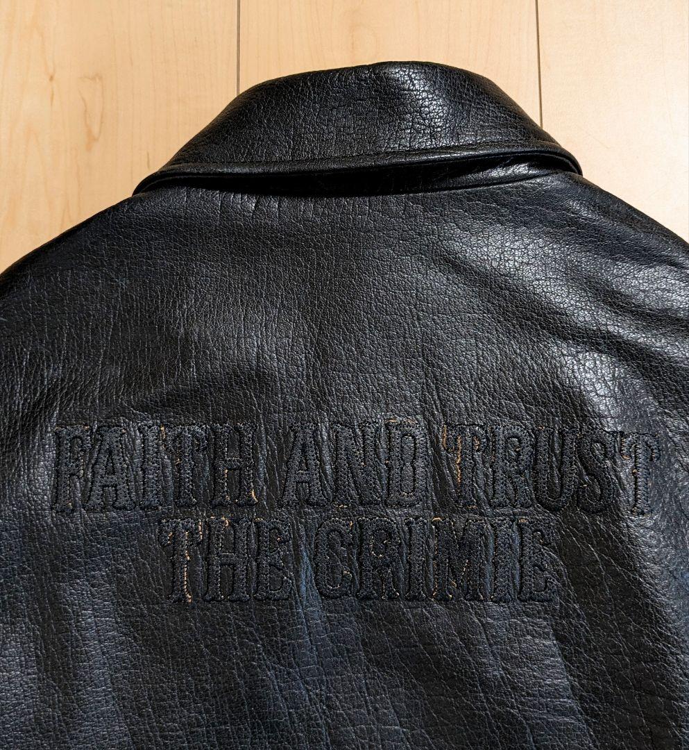 S 良品 THE CRIMIE ライダースジャケット ワッペン ブラック 黒