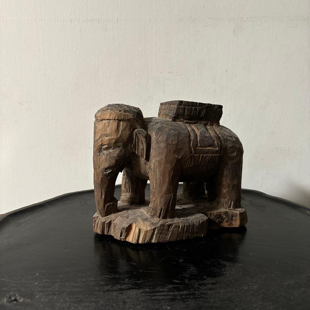 古い木彫　普賢菩薩　仏像　古美術　アンティーク　古道具　骨董　木造　李朝　中国