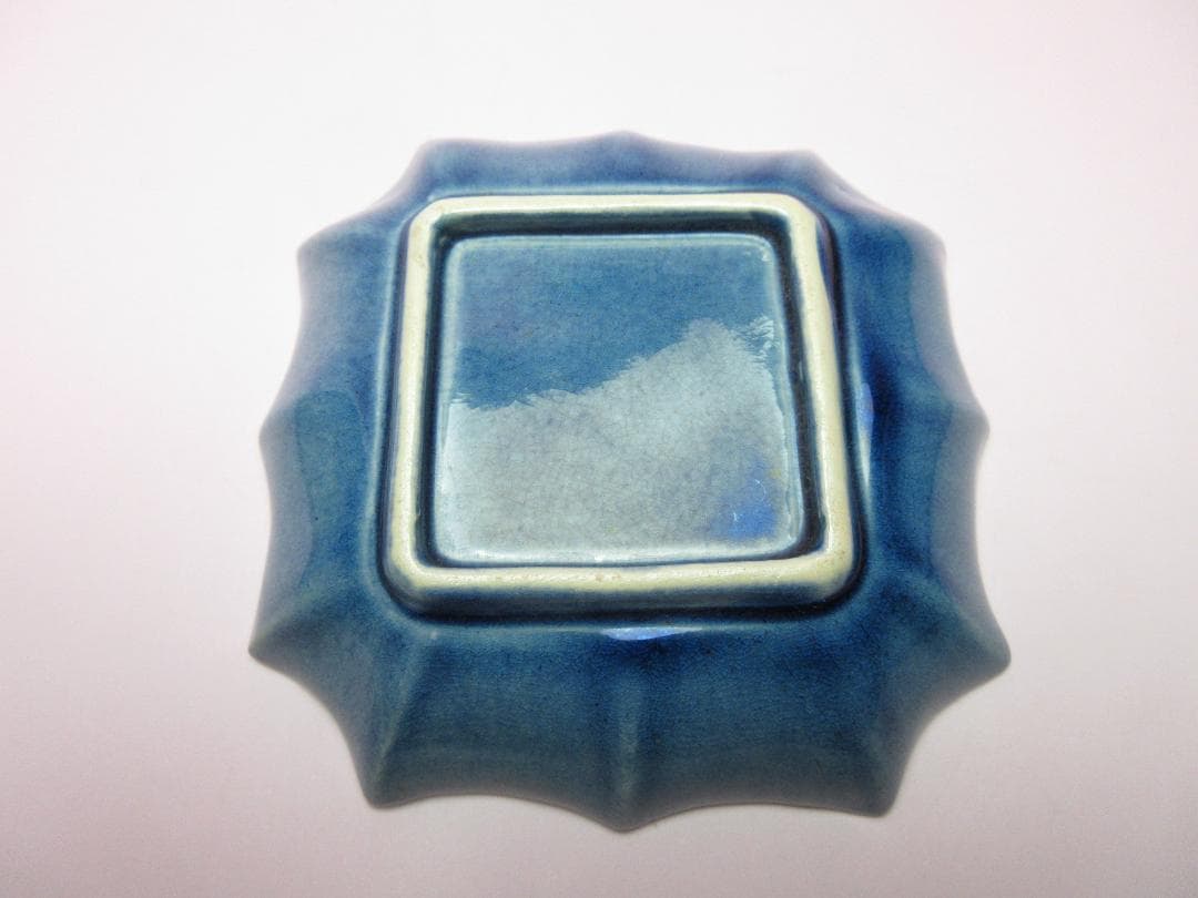 珉平焼 四方隅切皿 交趾陽刻 小皿 ７枚　70707