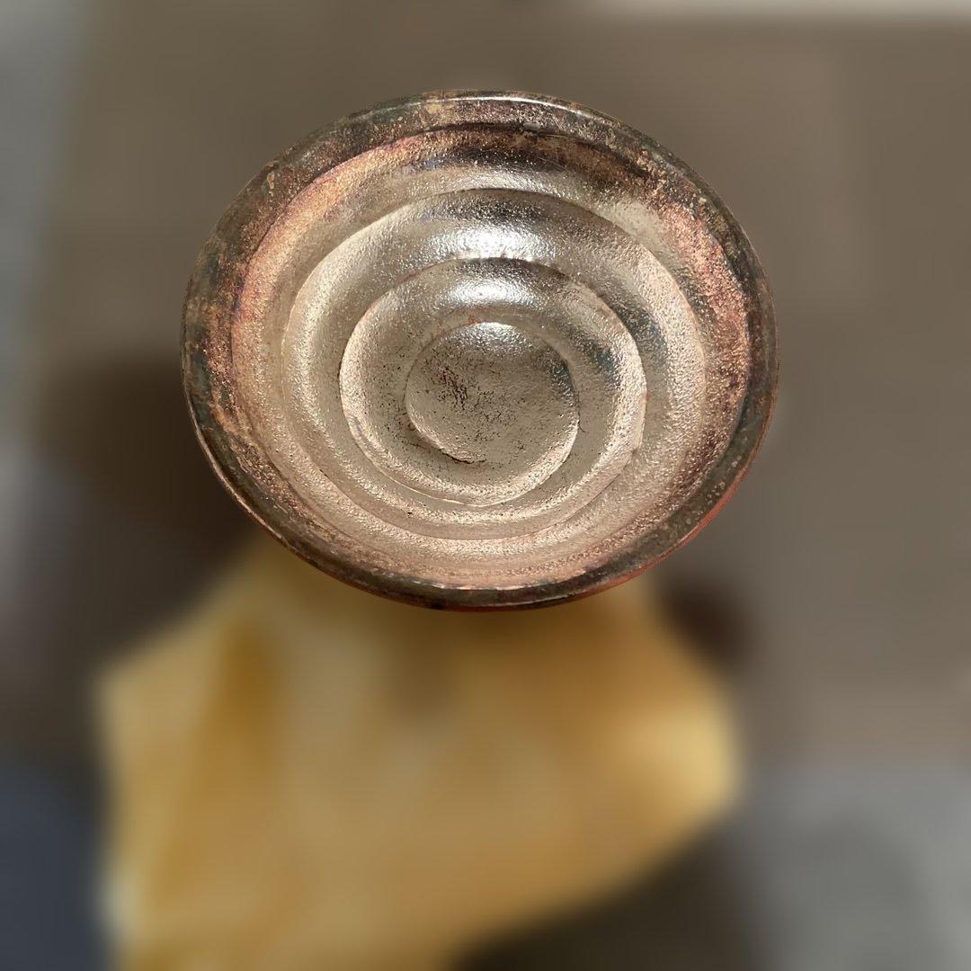 嶋台茶碗　佐々木松楽造　赤楽金銀　楽茶碗