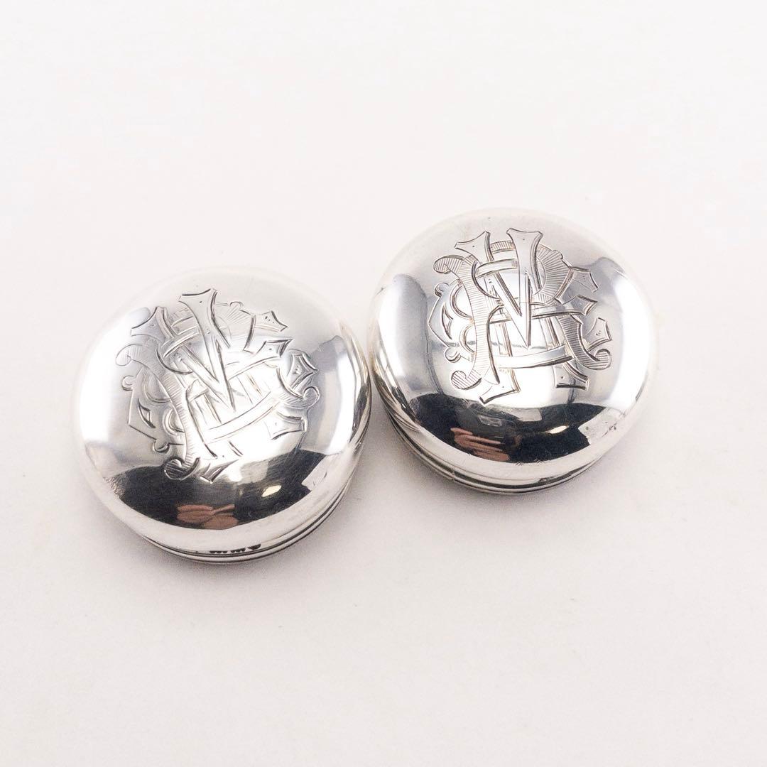 英国製 1904年 シルバー925 ガラス アンティーク 瓶 ジャー 小物入れ