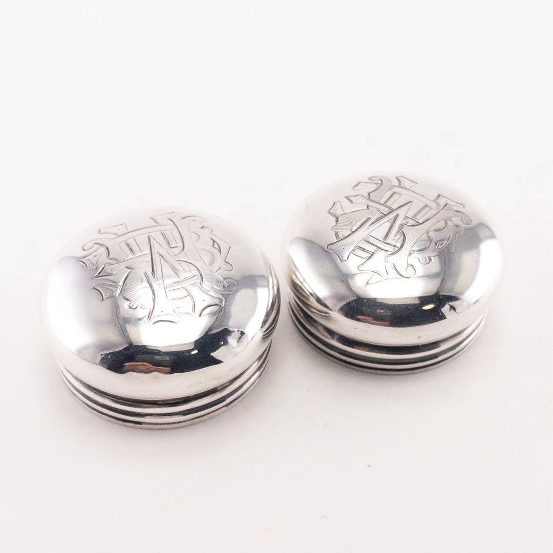 英国製 1904年 シルバー925 ガラス アンティーク 瓶 ジャー 小物入れ