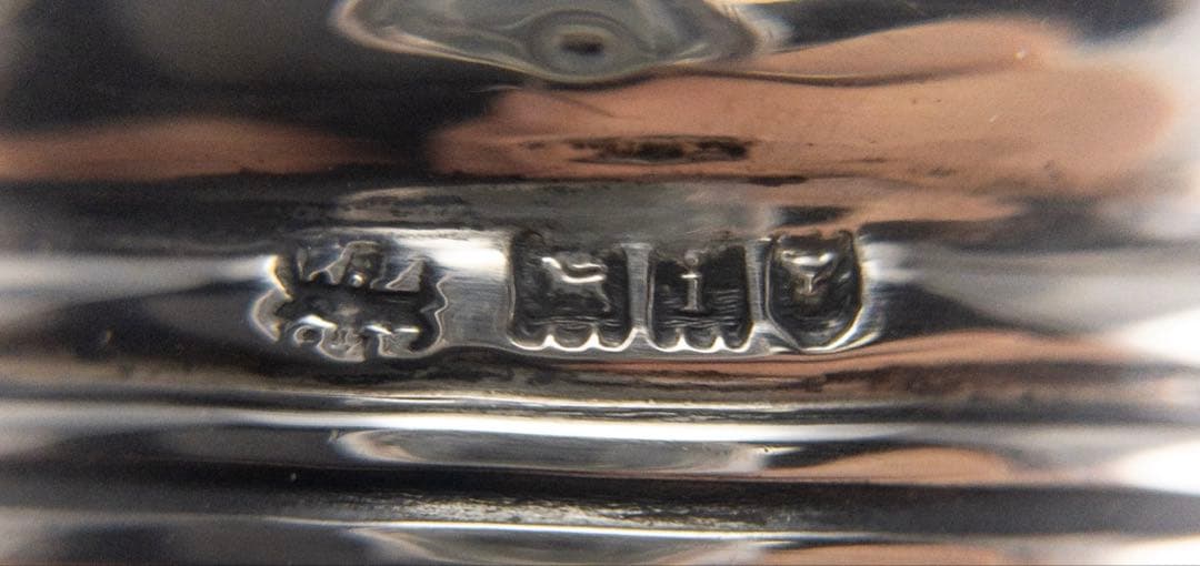 英国製 1904年 シルバー925 ガラス アンティーク 瓶 ジャー 小物入れ