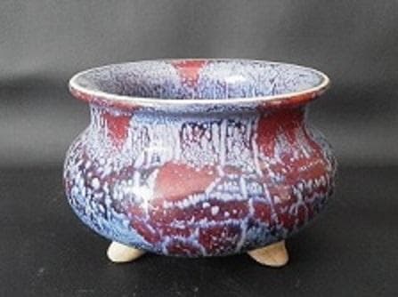 ＊中国古美術/鈞窯紫斑窯変三足香炉/