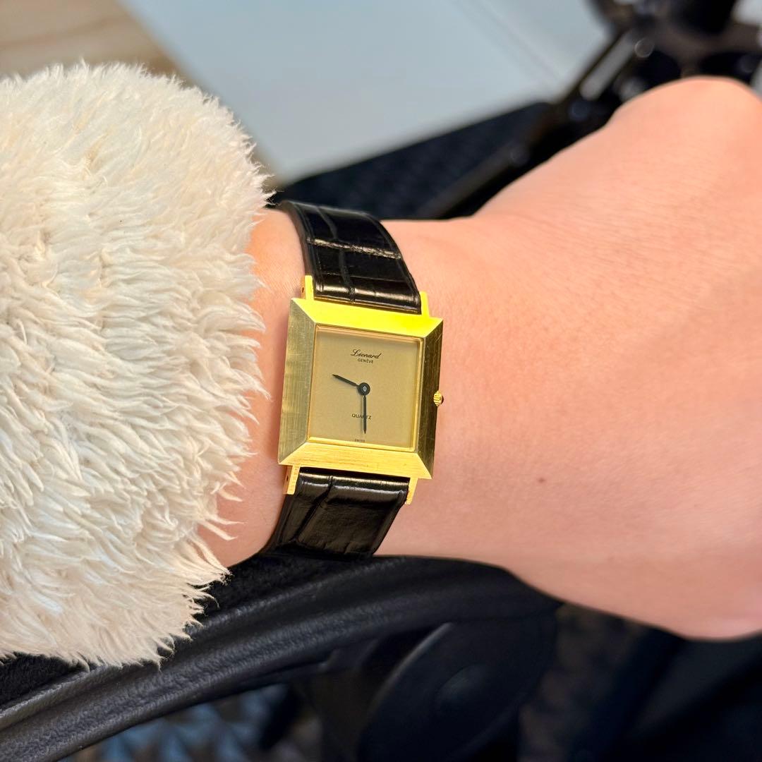 VINTAGE LEONARD GENEVE金文字盤 タンク 1980's