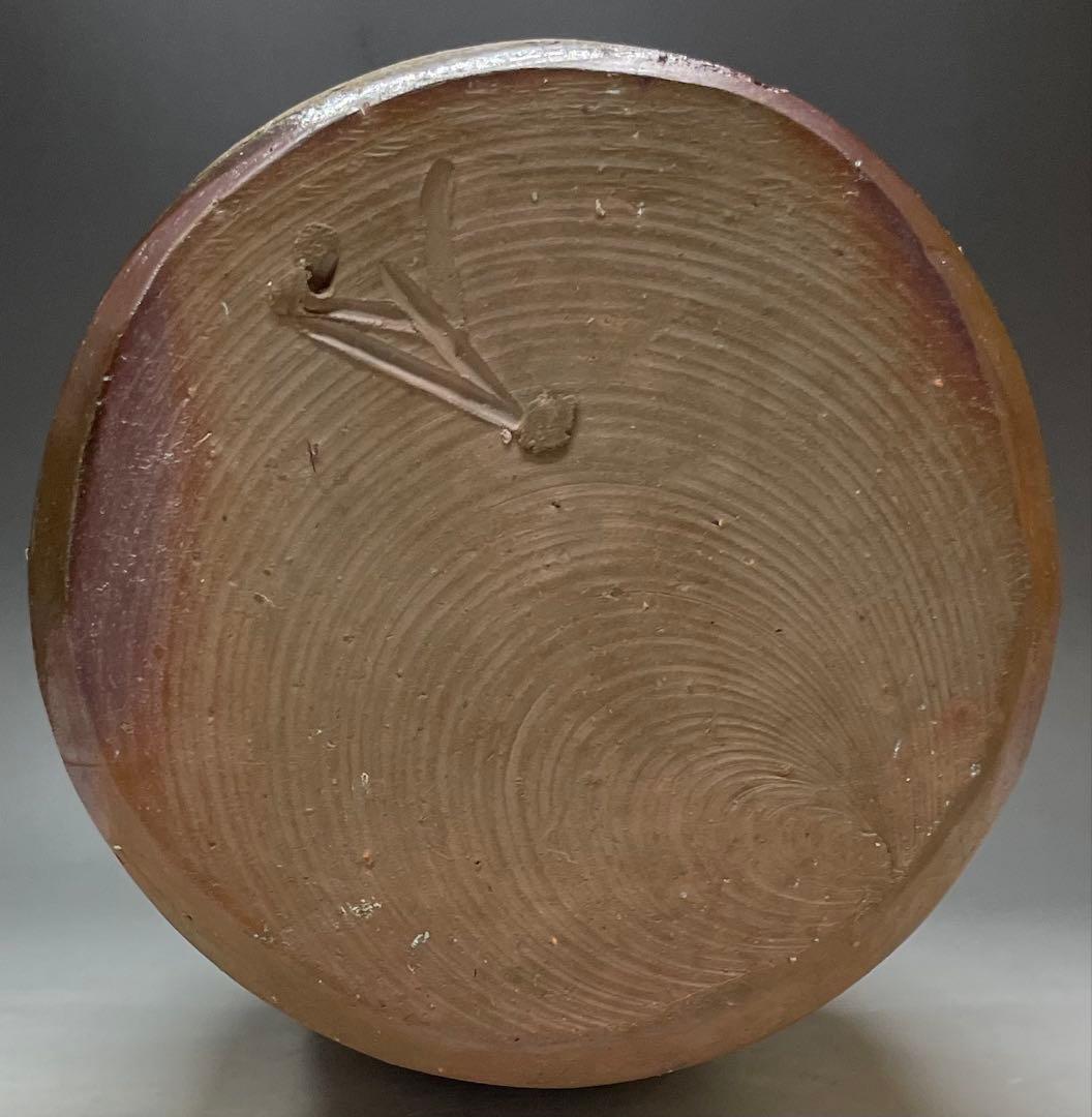 人間国宝　藤原雄　備前花入　耳付花入　備前焼　共箱(四方桟盛蓋) 栞　C 313