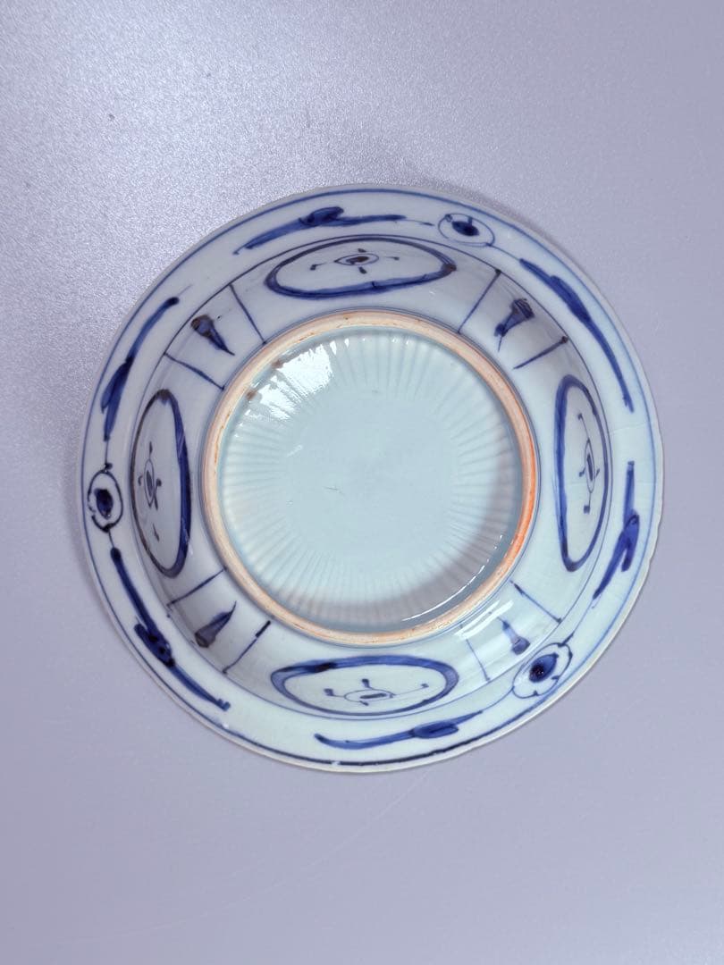 江戸時代　古伊万里　染付芙蓉手輪花型向付　南京手　直径15.5㎝　希少品