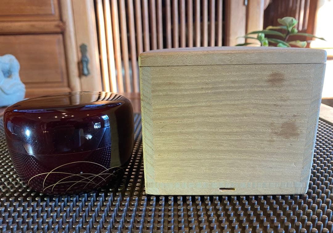 輪島塗　棗　蒔絵・松虫（鈴虫）　　　　鈴谷鐵五郎作 ・茶道具　ヴィンテージ　レア