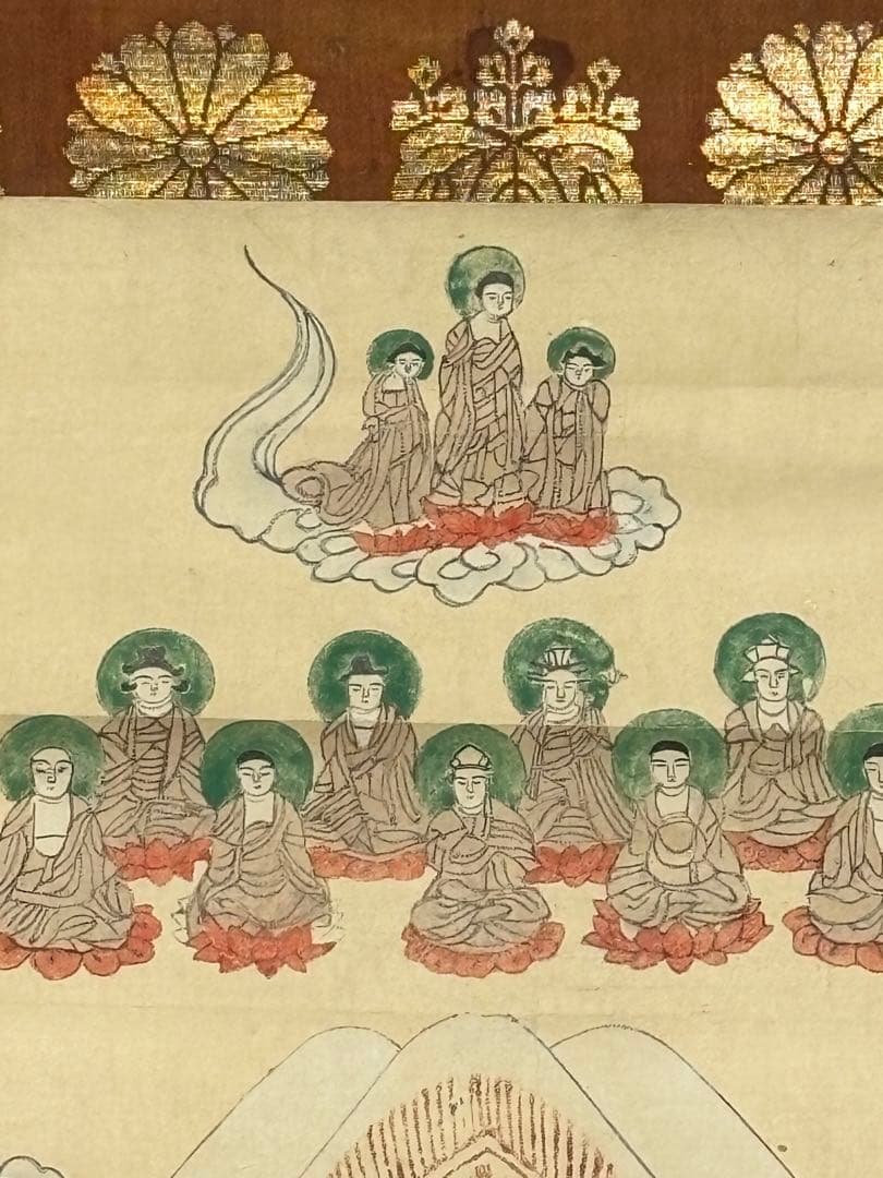 「富士曼荼羅」彩色木版画 掛軸1幅|掛け軸 木版刷り 江戸時代 富士山 冨士