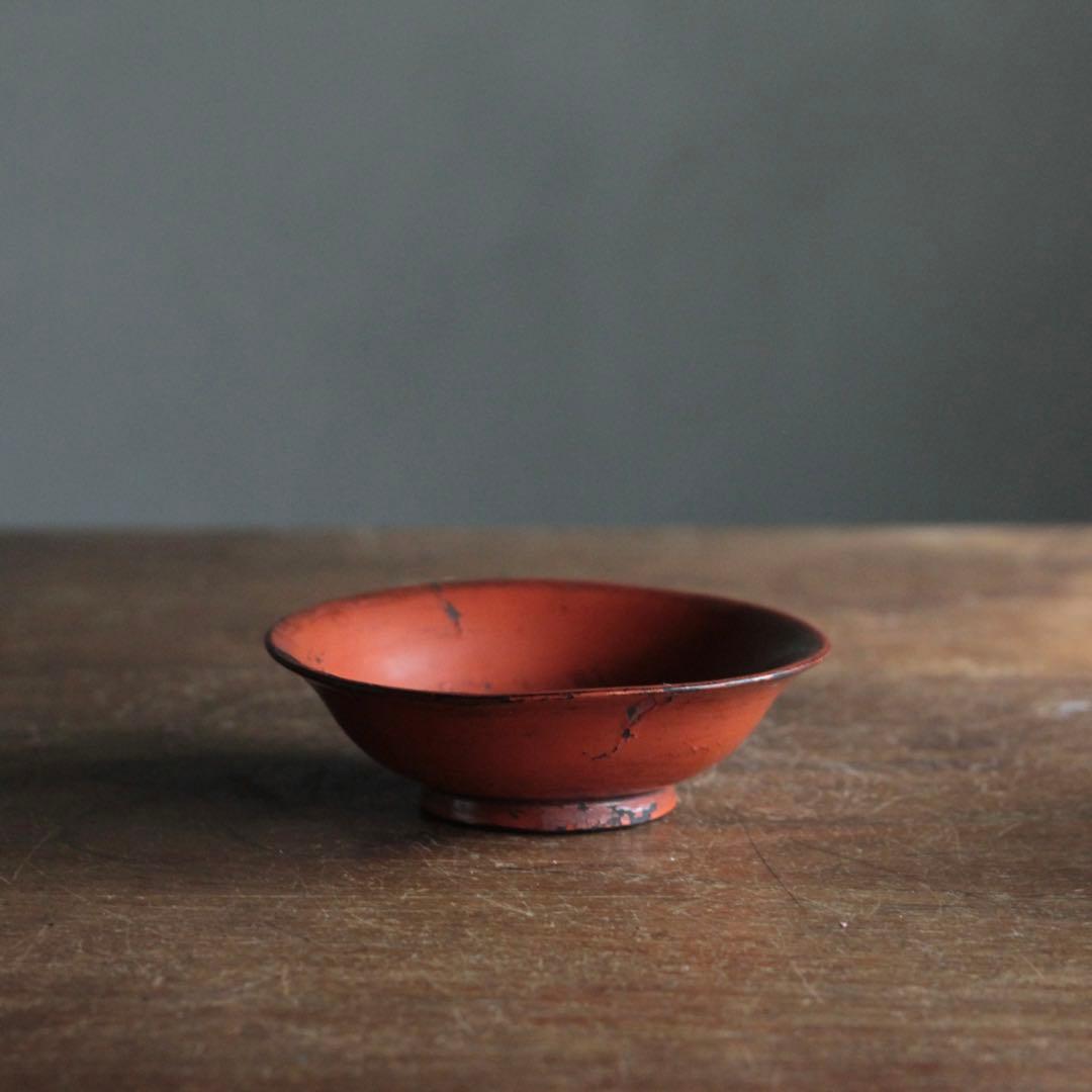 朱塗り 小椀 平盃 盃 小鉢 酒器 漆器 古美術 古道具 アンティーク No.1