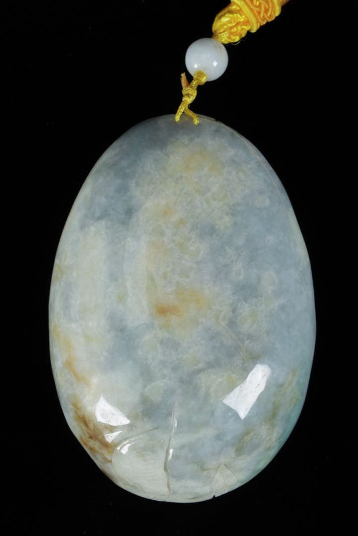 【中国美術】天然翡翠 青翡翠　手彫 獅子龍細密彫刻 握り石根付 ペンダント 紐付