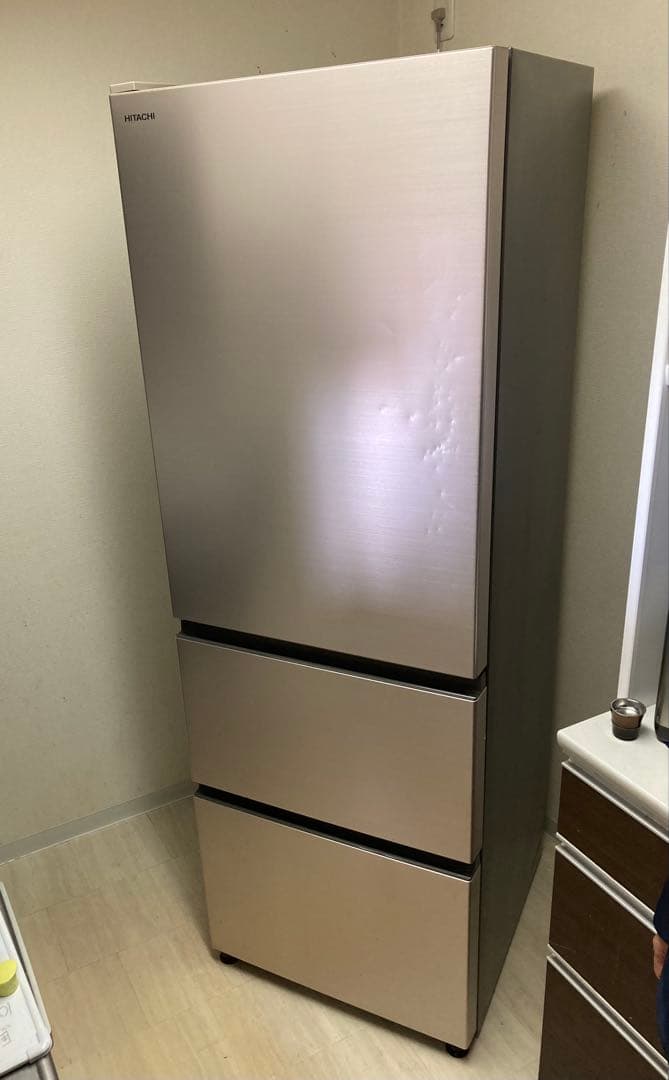 日立 冷蔵庫 幅60cm 375Lシャンパン R-V38RVL N 3ドア左開き