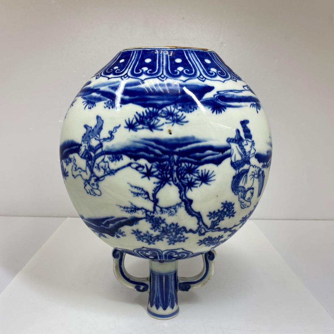 専用中国美術　大明宣徳年表青花花瓶　高さ約26.2㎝　タルチ　東さ7-0206①