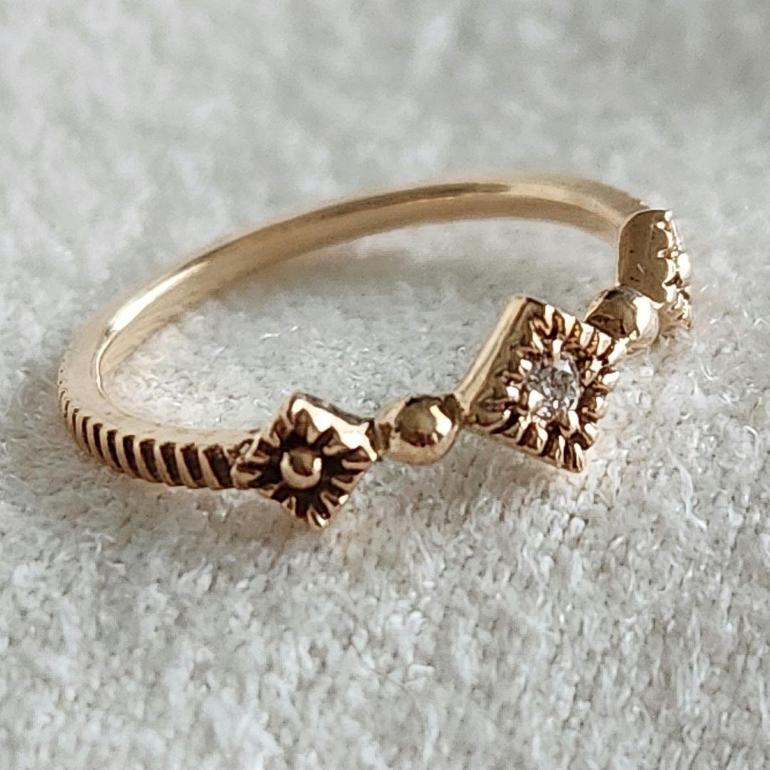 『豆福』ダイヤモンド♡1号【エテ】K10 スクエア ピンキーリング♪