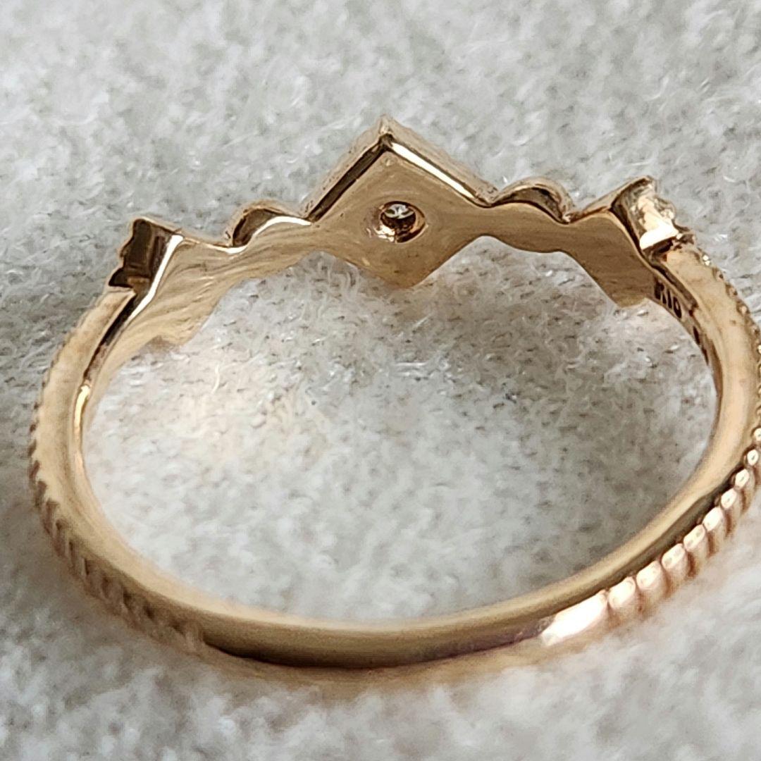 『豆福』ダイヤモンド♡1号【エテ】K10 スクエア ピンキーリング♪