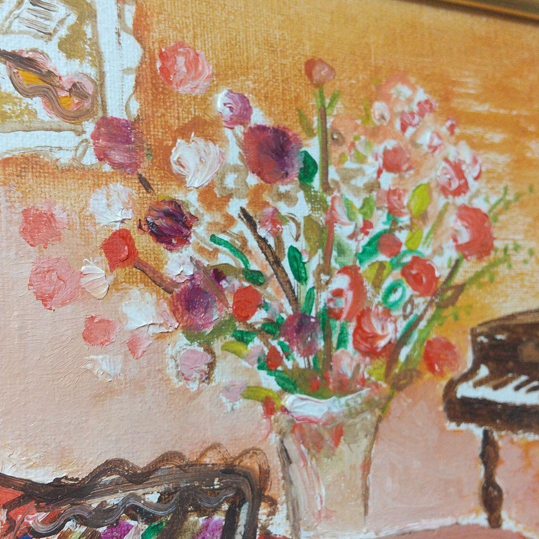 油絵 『赤いソファーの少女と室内』織田広比古先生