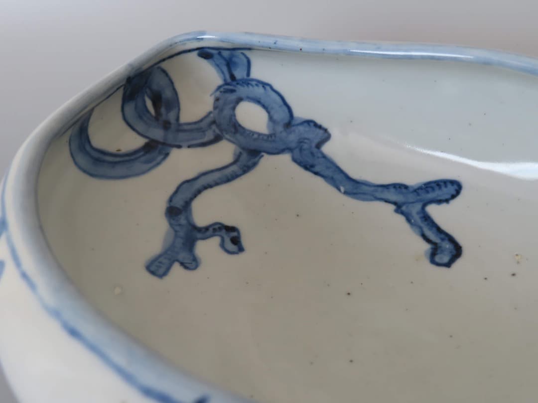 中国　明末清初　古染付大鉢　(検)青花 景徳鎮 祥瑞