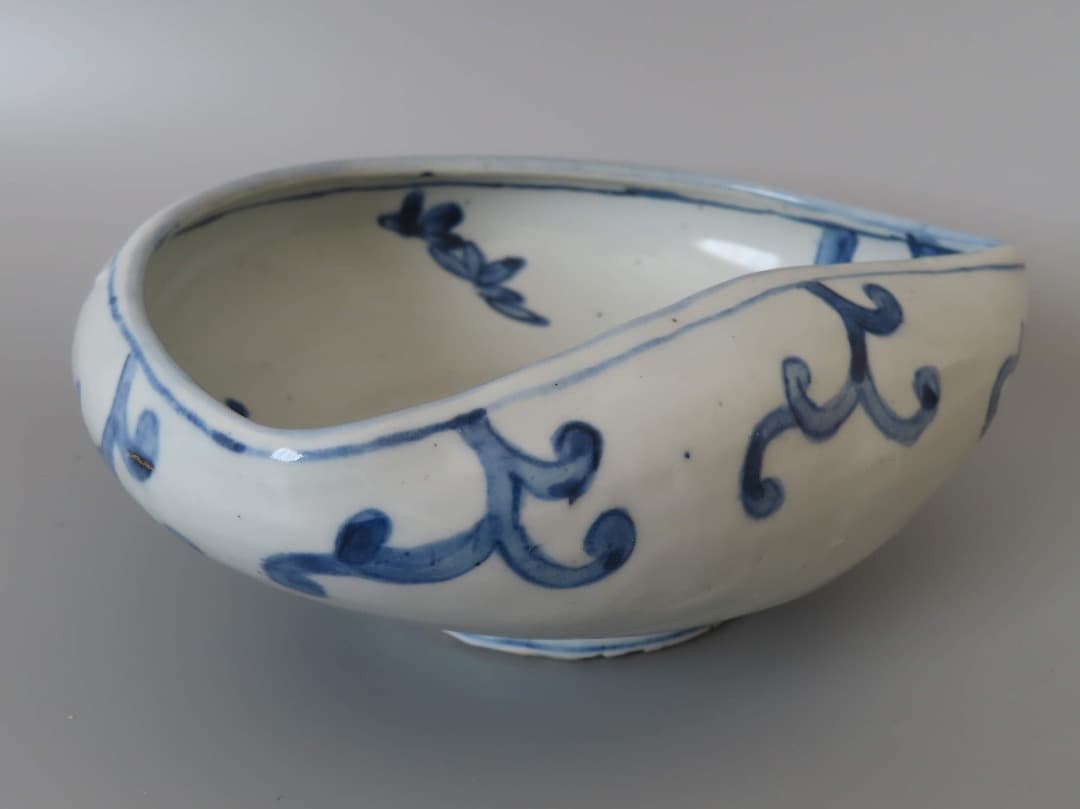 中国　明末清初　古染付大鉢　(検)青花 景徳鎮 祥瑞