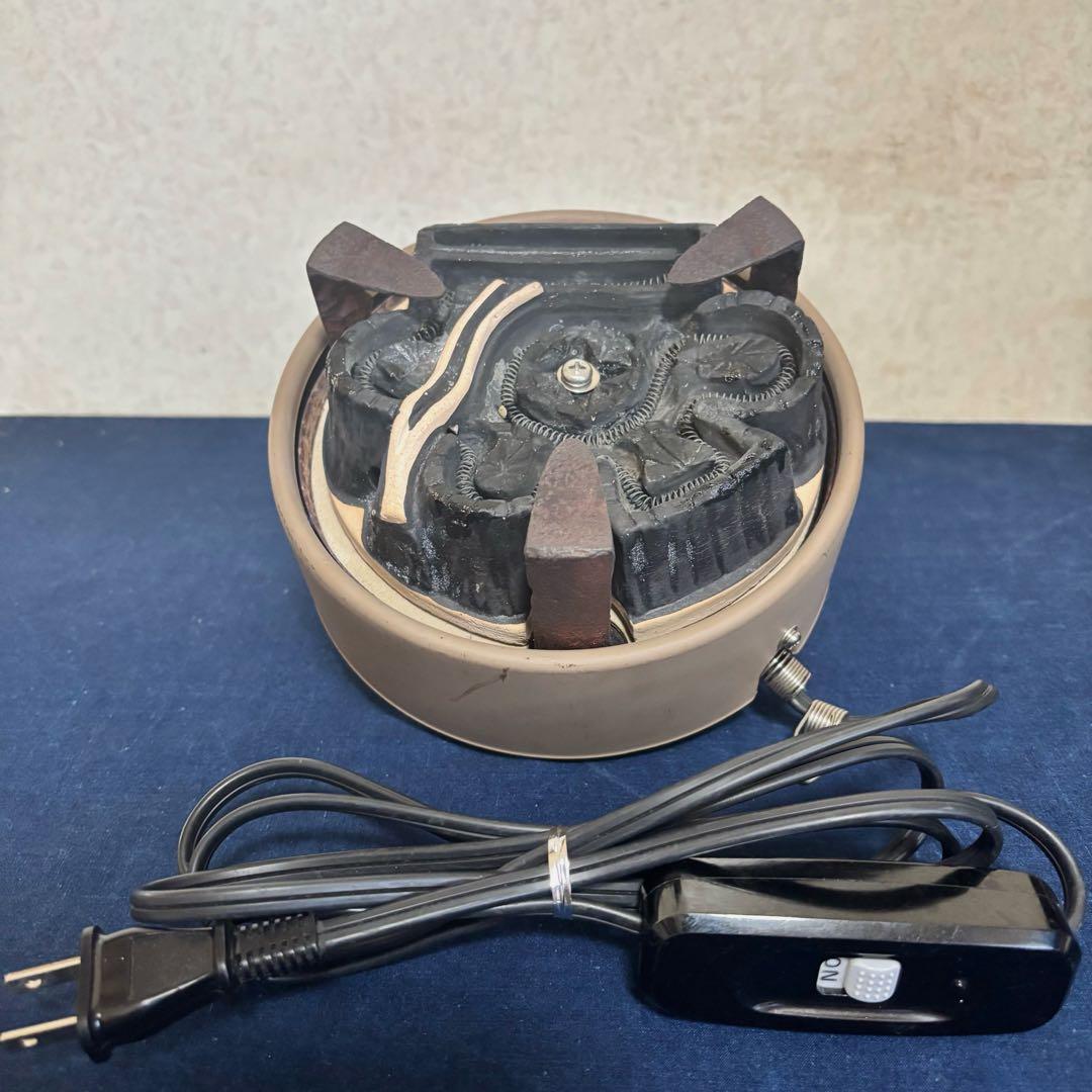 風炉 茶釜 電熱器 唐銅鬼面風炉釜 野々田製電熱器 敷板 茶道具 お点前道具