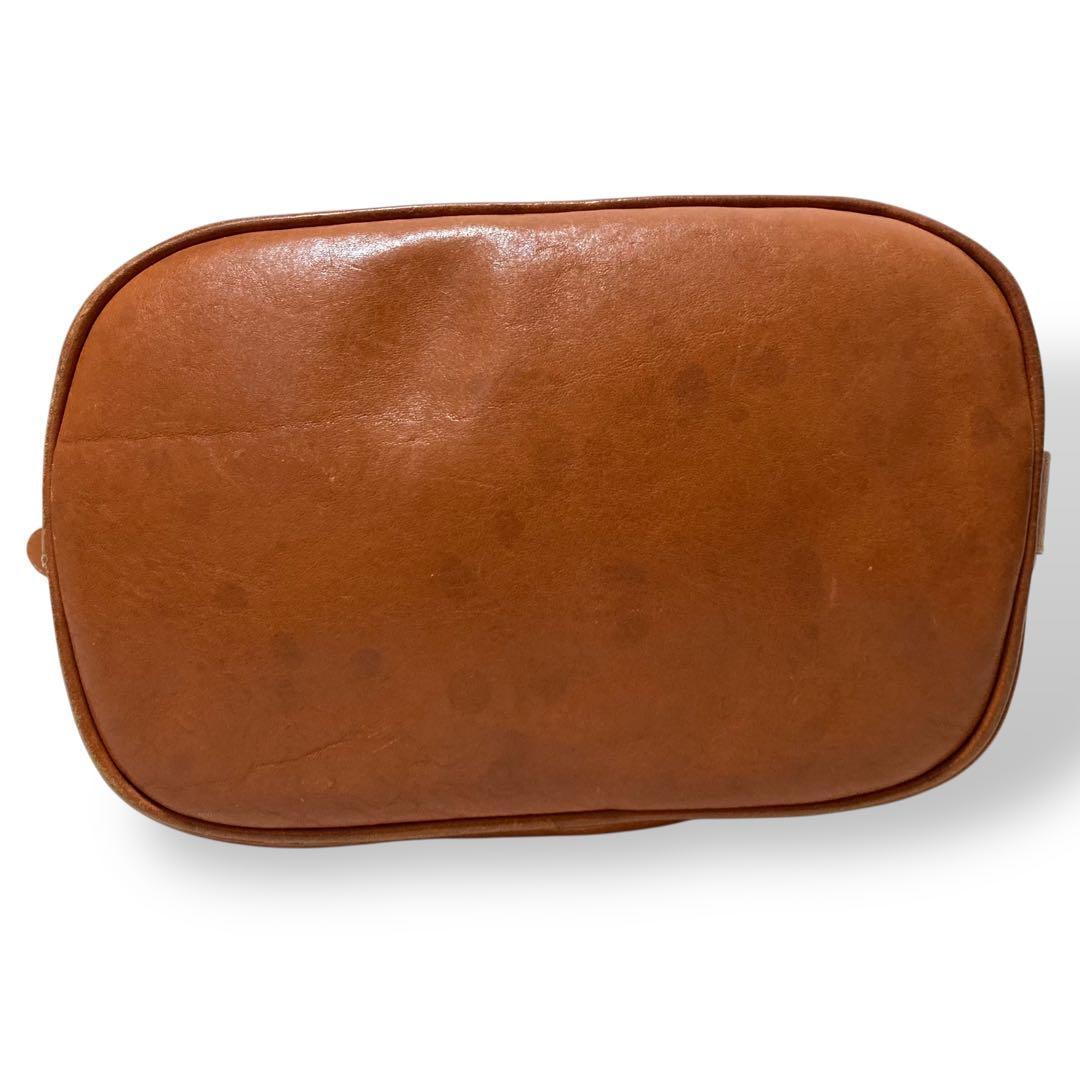 【美品】イルビゾンテ　バケツ型　ショルダーバッグ　オールレザー　ロゴ型押し　茶