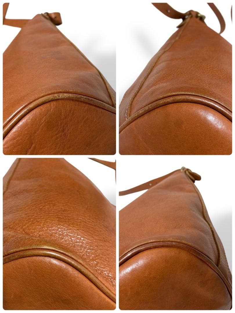 【美品】イルビゾンテ　バケツ型　ショルダーバッグ　オールレザー　ロゴ型押し　茶