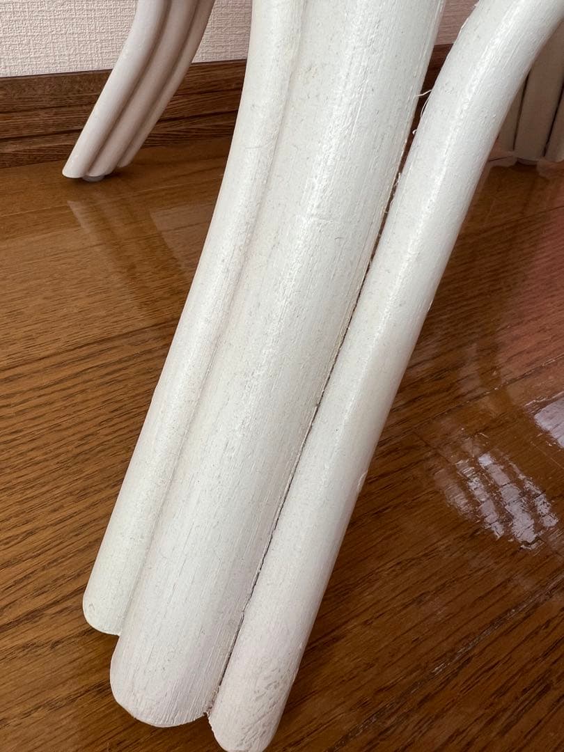 ハワイラブ　ホワイトラタン ガラス天板 ローテーブル