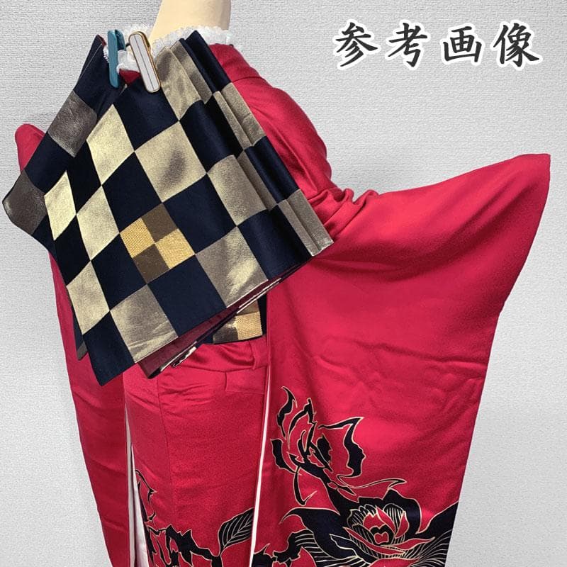 511z38〇モダン 振袖 金彩 バラ文様 濃いピンク〇美品 成人式 結婚式
