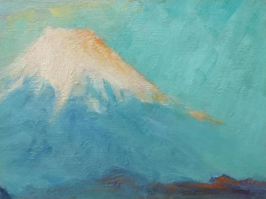 「黎明富士」 F6 油絵 絵画 油彩画 アート 風景画 富士山
