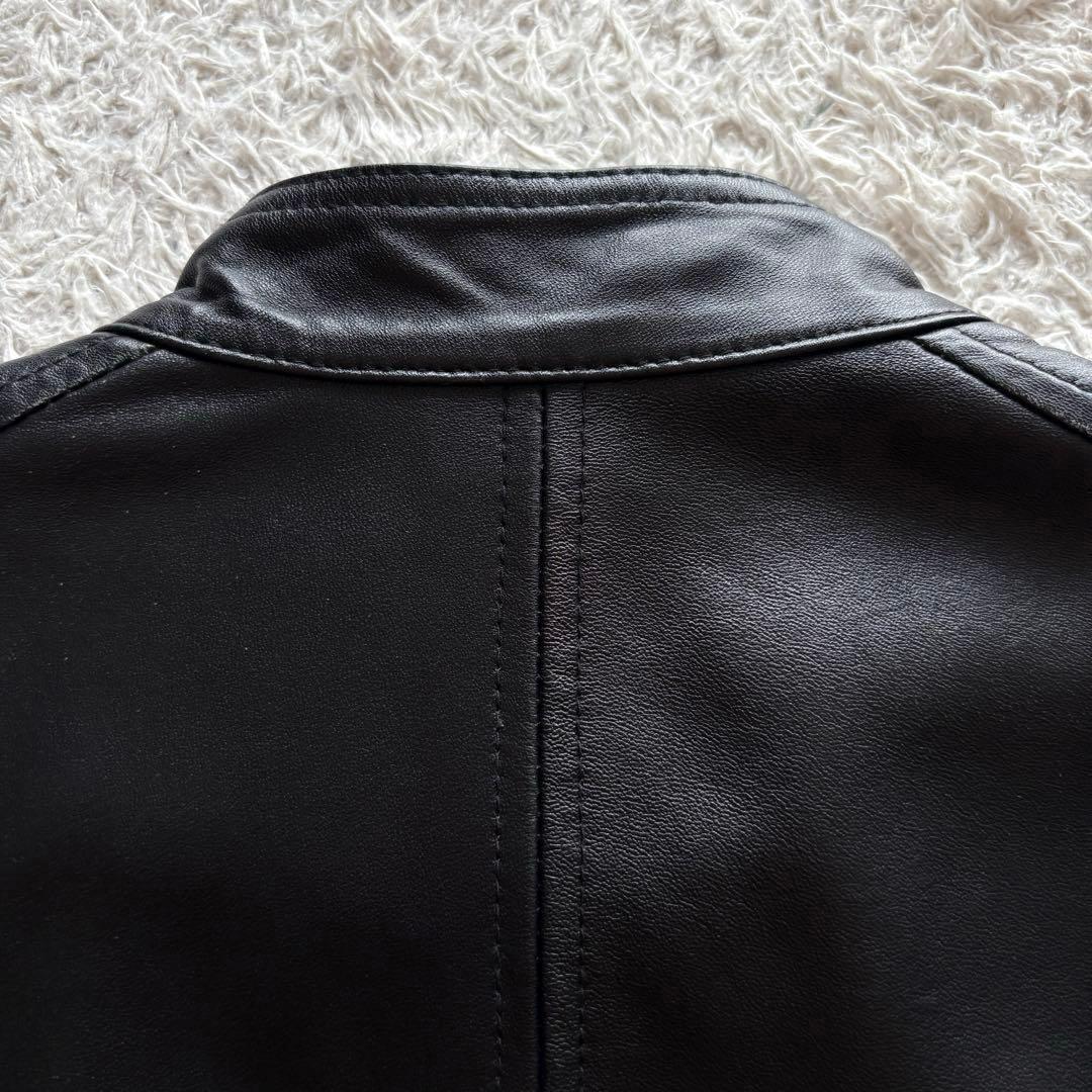 ★美品 Lサイズ★ アーバンリサーチ シングルライダース 羊革 ダブルジップ 黒