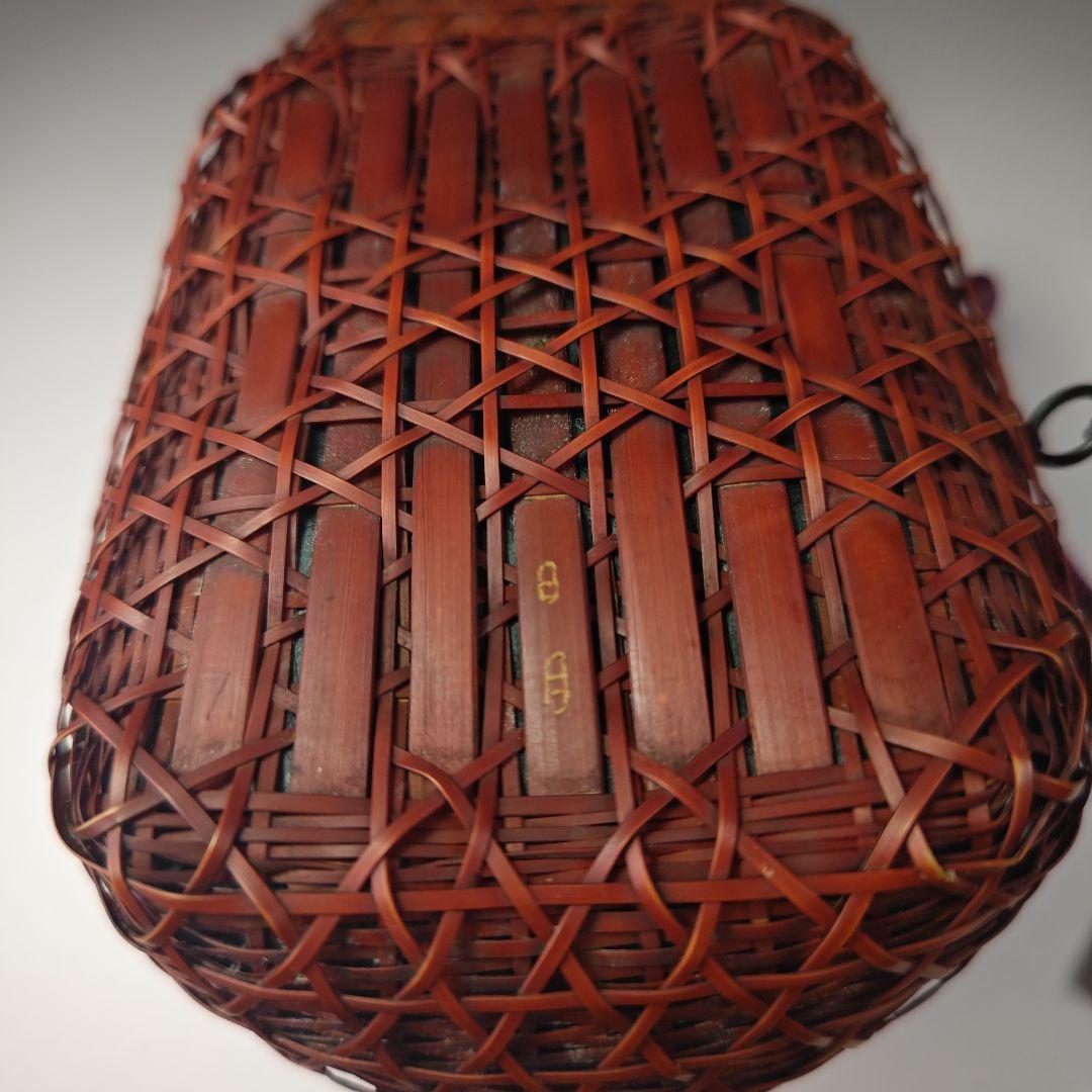 ウ312 茶籠『吉川日月作』『竹製　御所篭　共箱　茶道具』野点籠