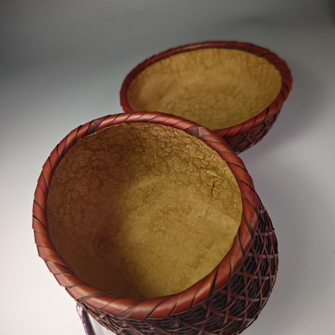 ウ312 茶籠『吉川日月作』『竹製　御所篭　共箱　茶道具』野点籠