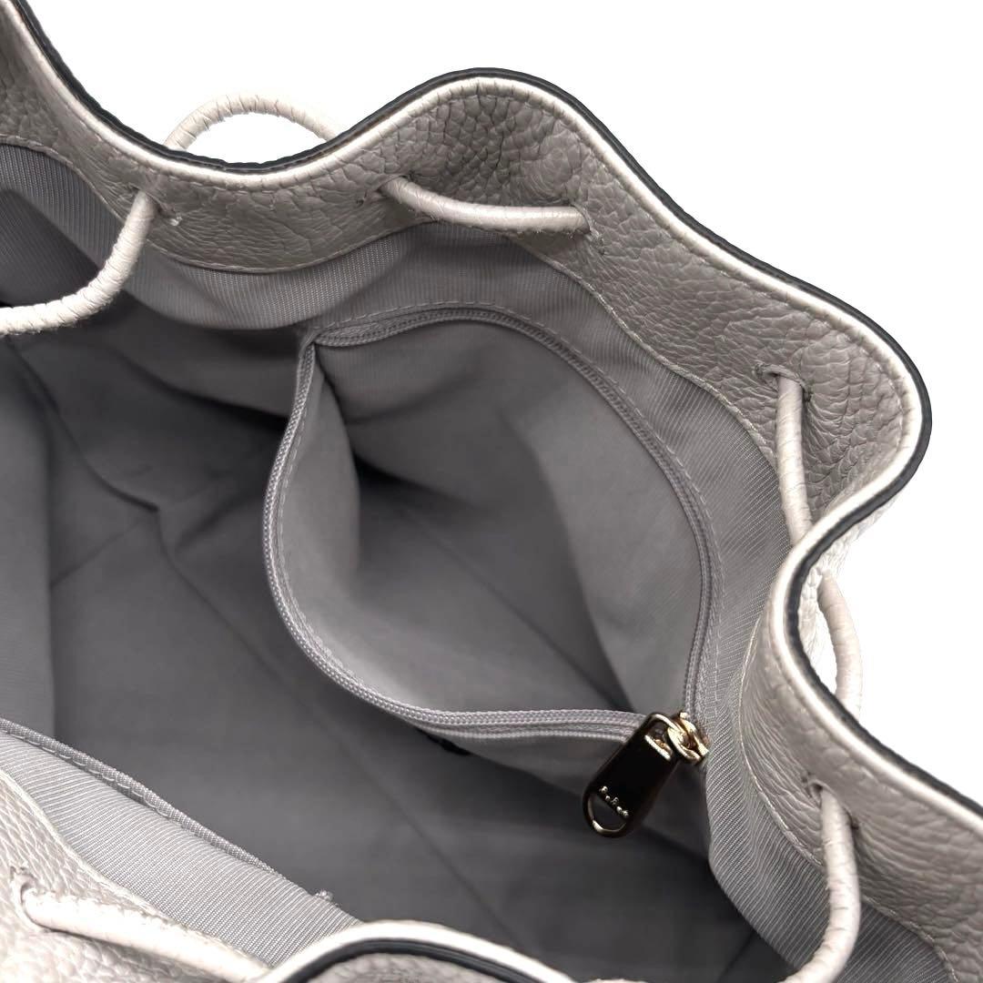 ✨極美品✨フルラ　アテナ　ショルダーバッグ　2WAY　アーチロゴ　巾着　グレー