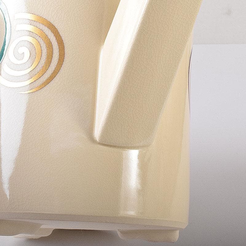 茶道具　京焼　清水焼　橋本城岳造　仁清写　色絵渦巻文　水次　共箱　N7586C